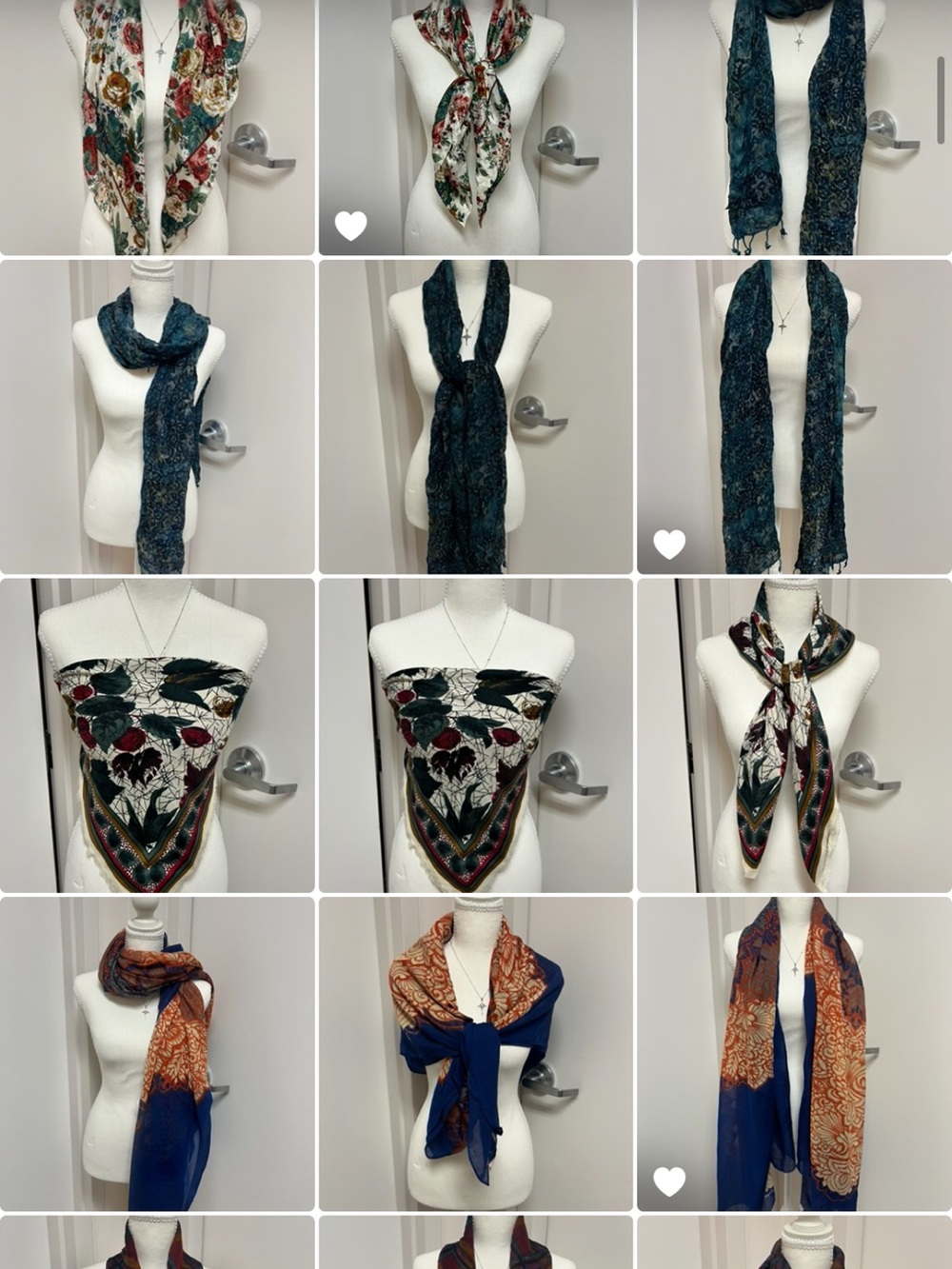 Lightweight Floral Pattern Scarf in Navy and Rust - Picture 5 of 7